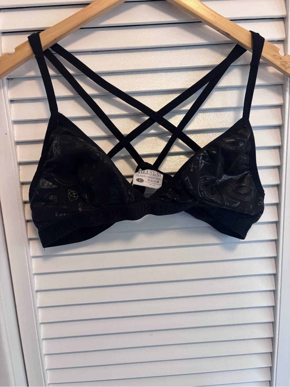 Killstar Black Strappy Bralette with Graphic Print